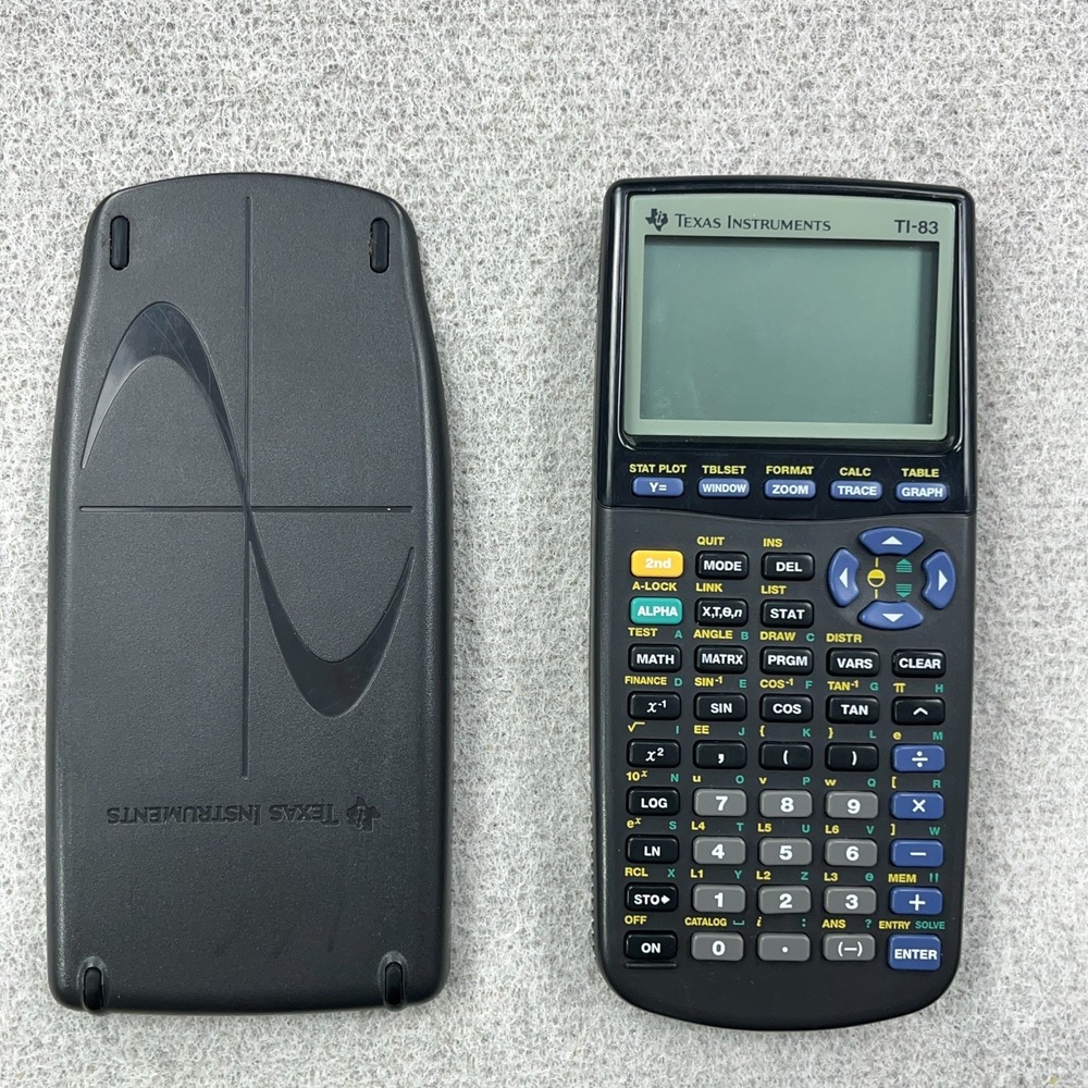 Texas Instruments TI-83 Calculator, With Cover Tested Works A9